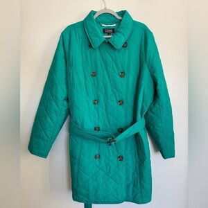 DENNIS By Dennis Basso - Women’s Quilted Trench Coat - Plus Size 2X - Jade Green